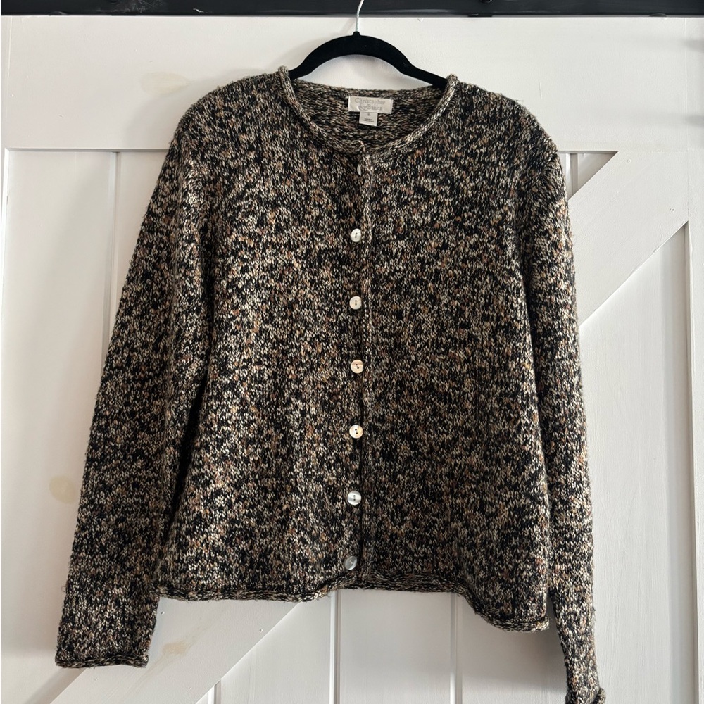 Christopher & Banks Black, Cream and Brown Cardigan